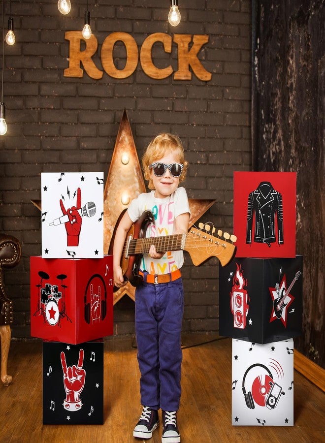 Fuyoooo 6 Pcs Large Rock and Roll Party Decorations Boxes 12 Inch Rock Music Birthday Balloon Cardboard Boxes Backdrop 80s 90s Retro Band Props for Party Supplies - Image 4